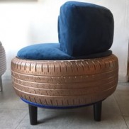 Executive blue ottoman