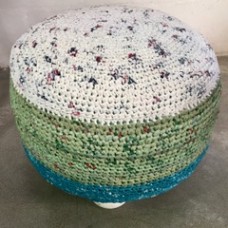 Woven plastic small ottoman