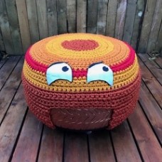 kids fun orange ottoman 