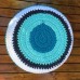 Crochet ottoman in blue and white