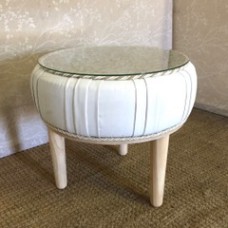 White vynal side table